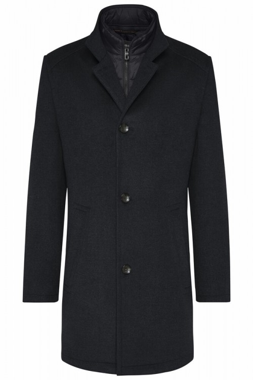 Bugatti - Navy Wool Mix Overcoat - 49074 390